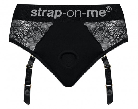 Черные трусики для насадок Diva Lingerie Harness - size S - Strap-on-me - купить с доставкой в Майкопе
