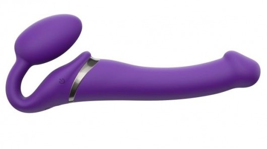 Фиолетовый безремневой вибрострапон Vibrating Bendable Strap-On - size L - Strap-on-me - купить с доставкой в Майкопе