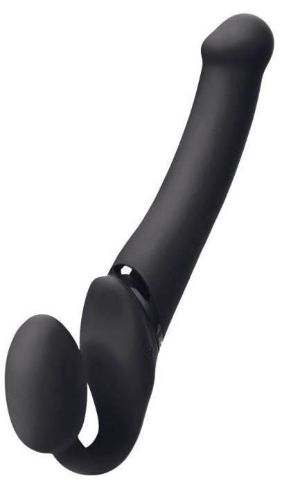 Черный безремневой вибрострапон Silicone Bendable Strap-On - size XL - Strap-on-me - купить с доставкой в Майкопе
