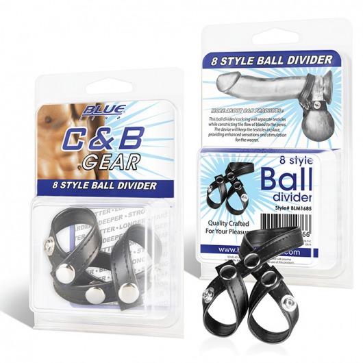 Разделитель мошонки из искусственной кожи на клепках 8 STYLE BALL DIVIDER - BlueLine - купить с доставкой в Майкопе