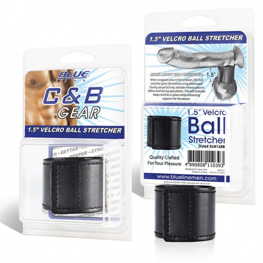 Хомут-утяжка для мошонки из искусственной кожи на липучке VELCRO BALL STRETCHER- 4 см. - BlueLine - в Майкопе купить с доставкой