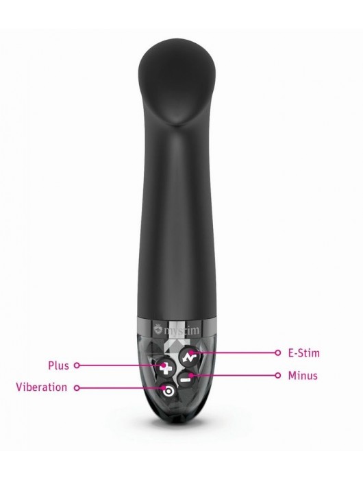 Черный вибратор с функцией электростимуляции Right on Ron - 17 см. - MyStim - купить с доставкой в Майкопе