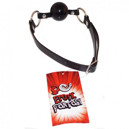 Силиконовый черный кляп-шарик на ремне Black Ballgag - Erotic Fantasy - купить с доставкой в Майкопе