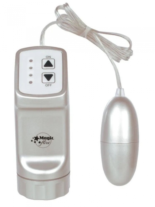 Серебристое виброяйцо с пультом управления на проводе - Tonga