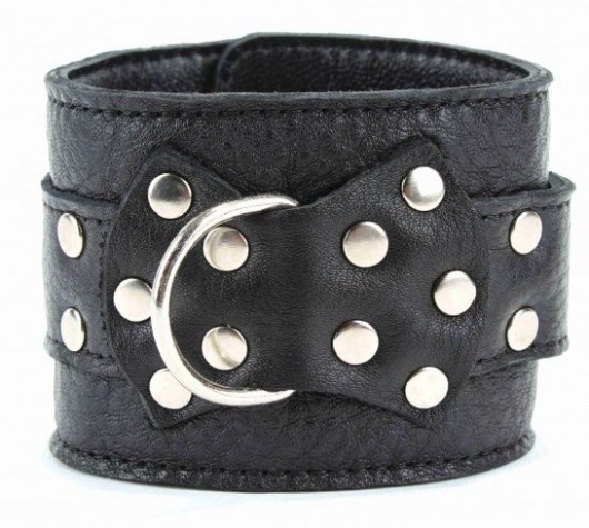 Чёрные наручники  из кожи с пряжкой - БДСМ Арсенал - купить с доставкой в Майкопе