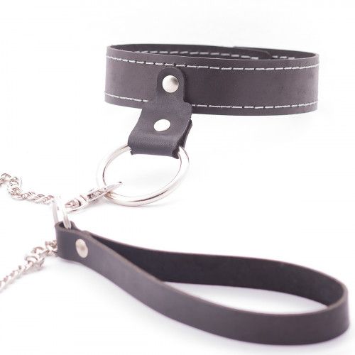 Узкий однослойный ошейник с поводком - Crazy Handmade - купить с доставкой в Майкопе