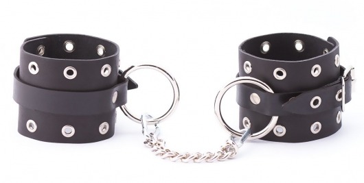 Черные кожаные оковы с люверсами - Crazy Handmade - купить с доставкой в Майкопе