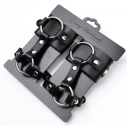 Черные наручники с креплением на кисть руки - Crazy Handmade - купить с доставкой в Майкопе
