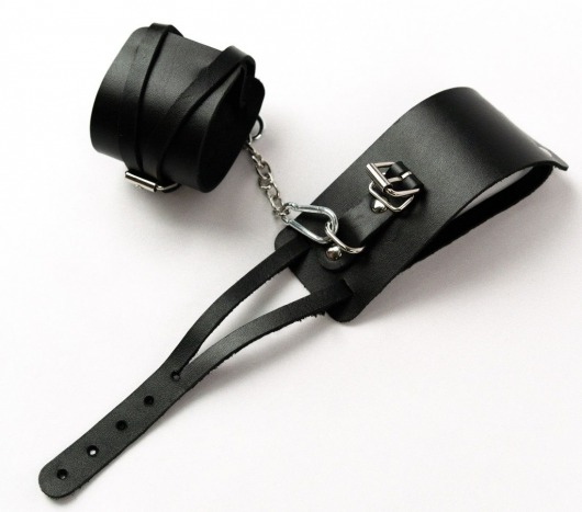 Черные кожаные оковы с креплением в виде веревочек - Crazy Handmade - купить с доставкой в Майкопе