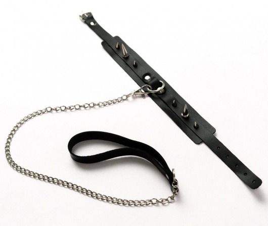 Черный ошейник с шипами и поводком - Crazy Handmade - купить с доставкой в Майкопе