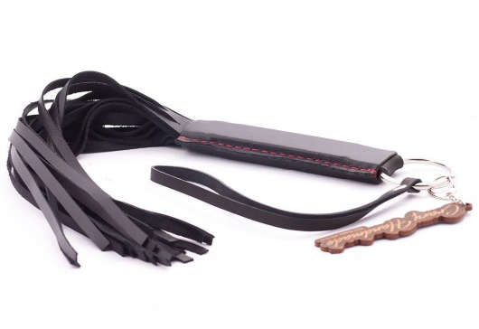 Черная кожаная плеть с удобной ручкой - 50 см. - Crazy Handmade - купить с доставкой в Майкопе