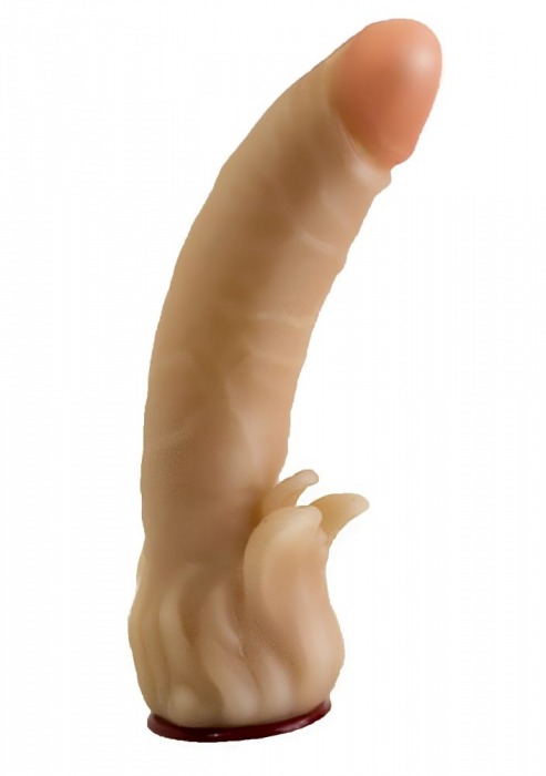 Телесная гелевая насадка-фаллос с клиторальными лепестками - 18,5 см. - LOVETOY (А-Полимер) - купить с доставкой в Майкопе