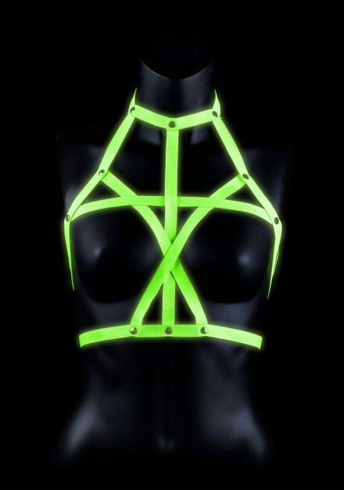 Портупея Bra Harness с неоновым эффектом - размер L-XL - Shots Media BV - купить с доставкой в Майкопе