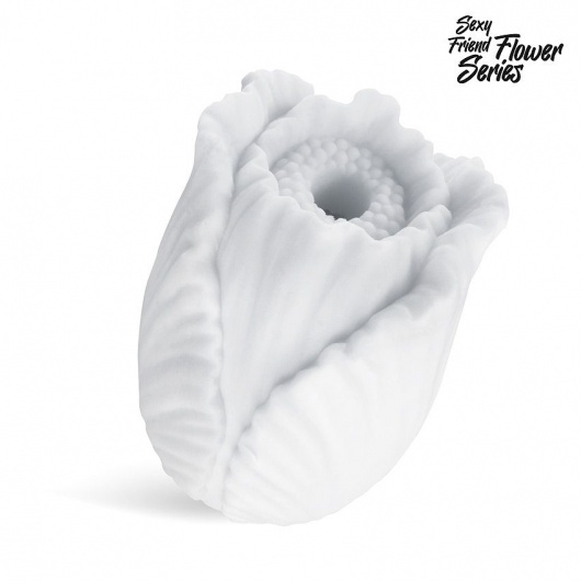 Белый нереалистичный мастурбатор в форме бутона цветка Tulips - 1137 - в Майкопе купить с доставкой