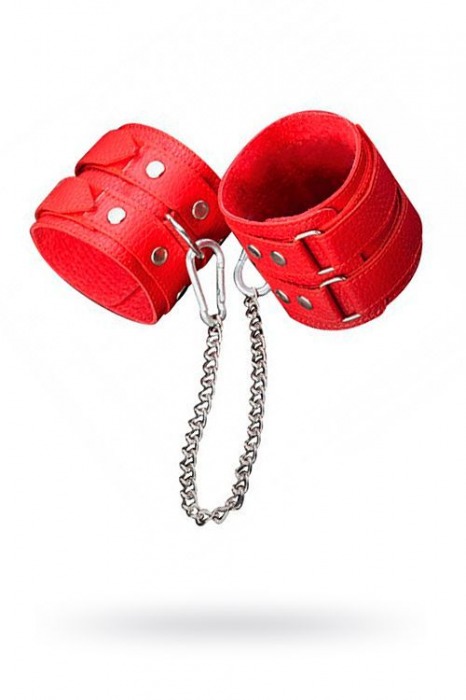 Кожаные красные оковы с цепочкой - Sitabella - купить с доставкой в Майкопе