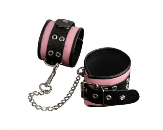 Кожаные розовые оковы с черным широким ремешком - Sitabella - купить с доставкой в Майкопе