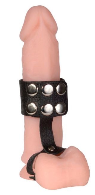 Чёрный поводок на пенис из натуральной кожи - Sitabella - купить с доставкой в Майкопе