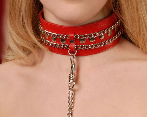 Красный ошейник с цепочками - Sitabella - купить с доставкой в Майкопе