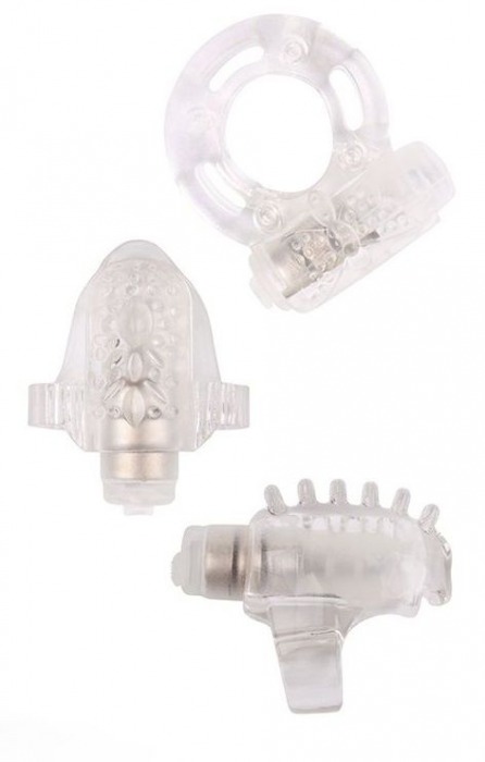 Набор из 3 прозрачных эрекционных колец с вибрацией Teasers Ring Kit - Chisa - в Майкопе купить с доставкой
