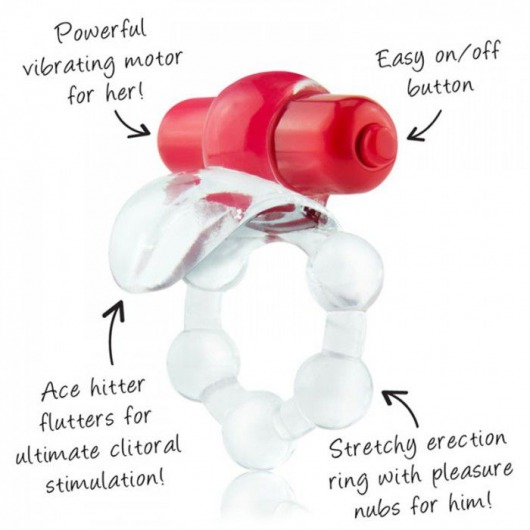 Виброкольцо с язычком и красным виброэлементом Overtime - Screaming O - в Майкопе купить с доставкой