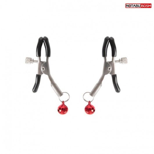 Серебристые зажимы на соски с шариками - Notabu - купить с доставкой в Майкопе