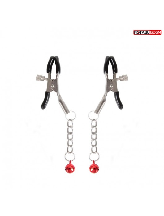 Серебристые зажимы на соски с шариками на цепочках - Notabu - купить с доставкой в Майкопе