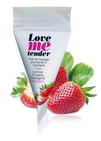 Съедобное согревающее массажное масло Love Me Tender Strawberry с ароматом клубники - 10 мл. - Love to Love - купить с доставкой в Майкопе
