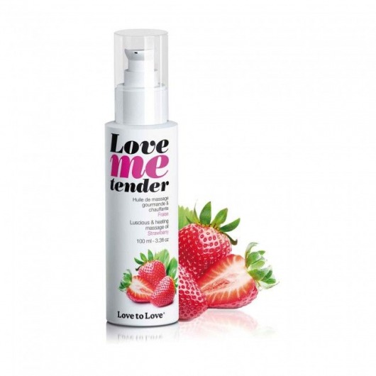 Съедобное согревающее массажное масло Love Me Tender Strawberry с ароматом клубники - 100 мл. - Love to Love - купить с доставкой в Майкопе