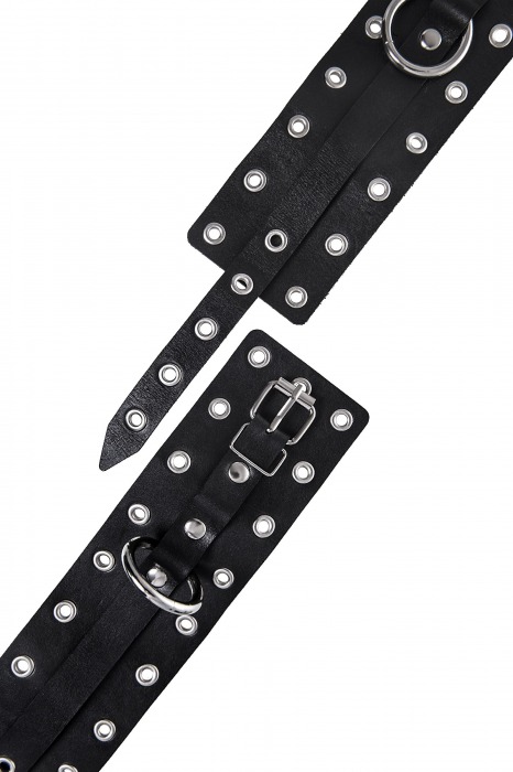 Черные кожаные однослойные оковы с люверсами - Pecado - купить с доставкой в Майкопе