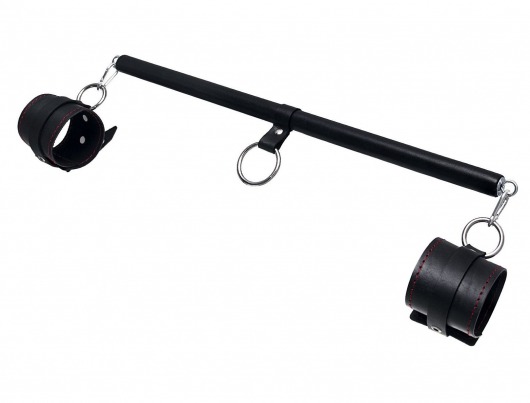 Черная распорка для ног с кожаными манжетами - Pecado - купить с доставкой в Майкопе