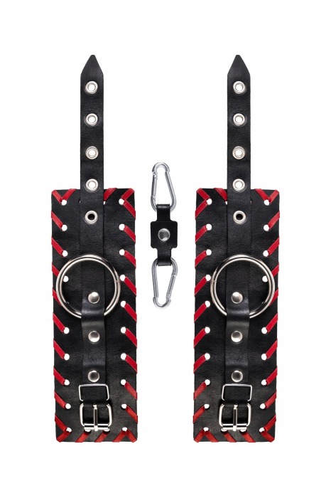 Черно-красные наручники из натуральной кожи - Pecado - купить с доставкой в Майкопе