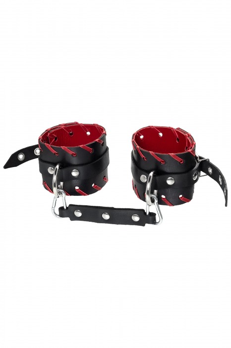 Черно-красные оковы из натуральной кожи - Pecado - купить с доставкой в Майкопе