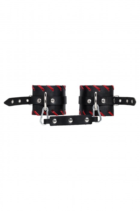 Черно-красные оковы из натуральной кожи - Pecado - купить с доставкой в Майкопе