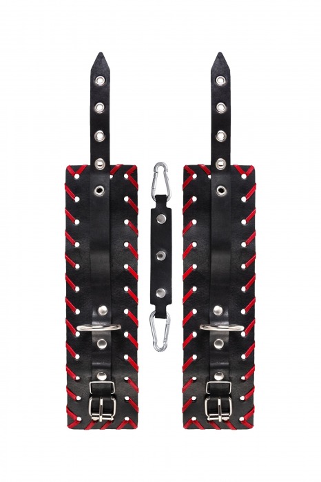Черно-красные оковы из натуральной кожи - Pecado - купить с доставкой в Майкопе