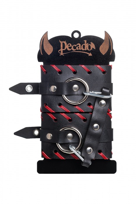 Черно-красные оковы из натуральной кожи - Pecado - купить с доставкой в Майкопе