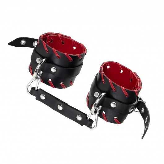 Черно-красные оковы из натуральной кожи - Pecado - купить с доставкой в Майкопе