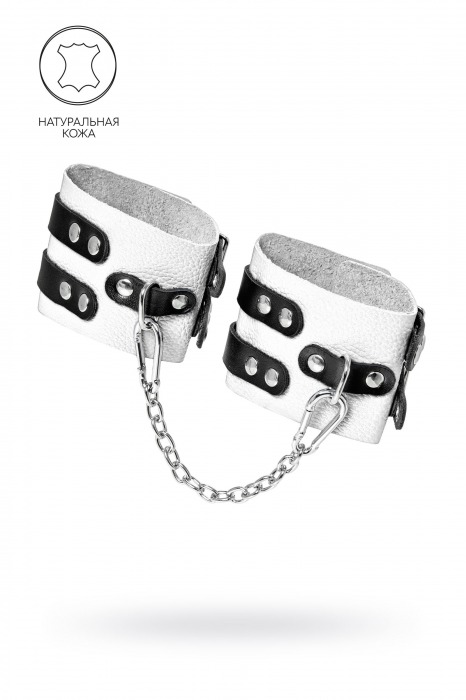 Бело-черные оковы с двумя ремешками и люверсами - Pecado - купить с доставкой в Майкопе