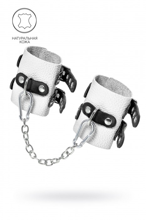 Бело-черные наручники с двумя ремешками и люверсами - Pecado - купить с доставкой в Майкопе