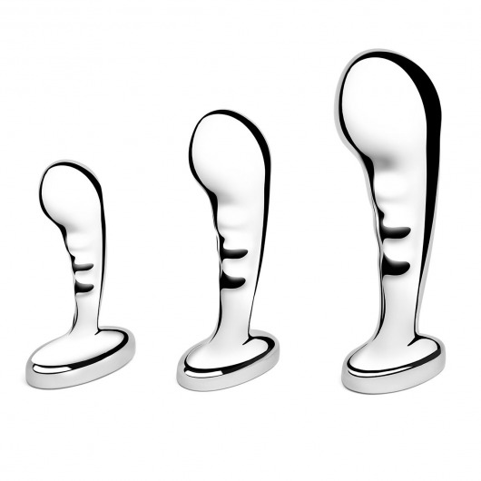Набор из 3 стальных стимуляторов простаты Stainless Steel P-spot Training Set - b-Vibe - в Майкопе купить с доставкой