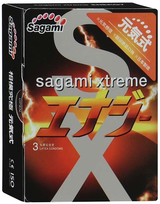 Презервативы Sagami Xtreme ENERGY с ароматом энергетика - 3 шт. - Sagami - купить с доставкой в Майкопе
