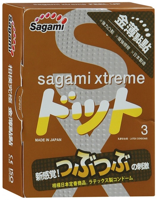 Презервативы Sagami Xtreme FEEL UP с точечной текстурой и линиями прилегания - 3 шт. - Sagami - купить с доставкой в Майкопе