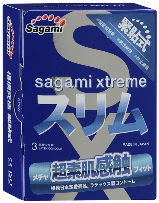 Розовые презервативы Sagami Xtreme FEEL FIT 3D - 3 шт. - Sagami - купить с доставкой в Майкопе