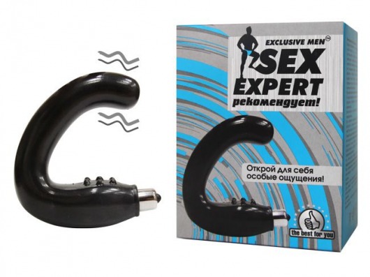 Чёрный массажёр простаты серии Sex Expert - Sex Expert - в Майкопе купить с доставкой