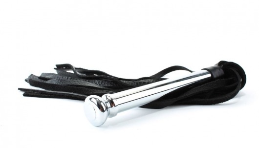 Черная плеть с металлической рукоятью - 50 см. - БДСМ Арсенал - купить с доставкой в Майкопе