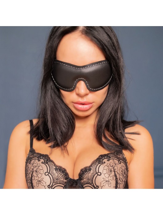 Черная мягкая закрытая маска из натуральной кожи - Crazy Handmade - купить с доставкой в Майкопе