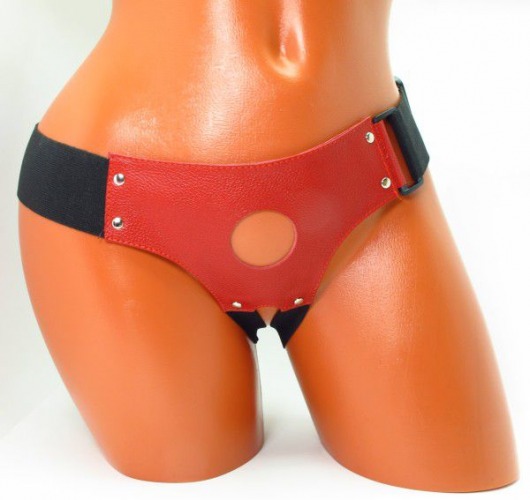 Красные кожаные трусики для страпона - БДСМ Арсенал - купить с доставкой в Майкопе