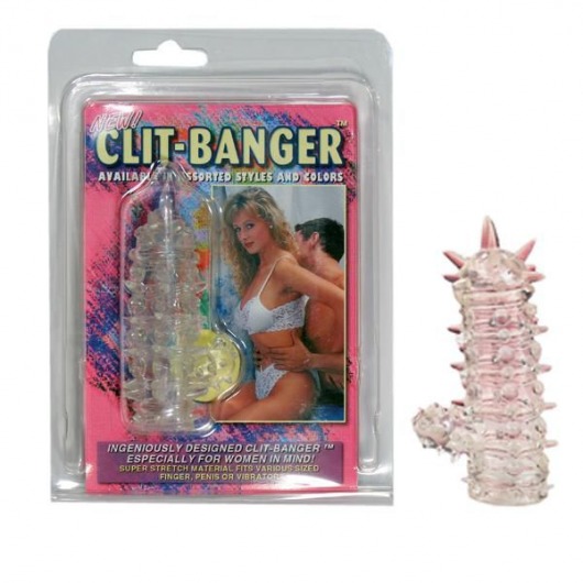 Прозрачная насадка с шипами и клиторальной шишечкой CLIT-BANGER SLEEVE IN CLEAR - Tonga - в Майкопе купить с доставкой