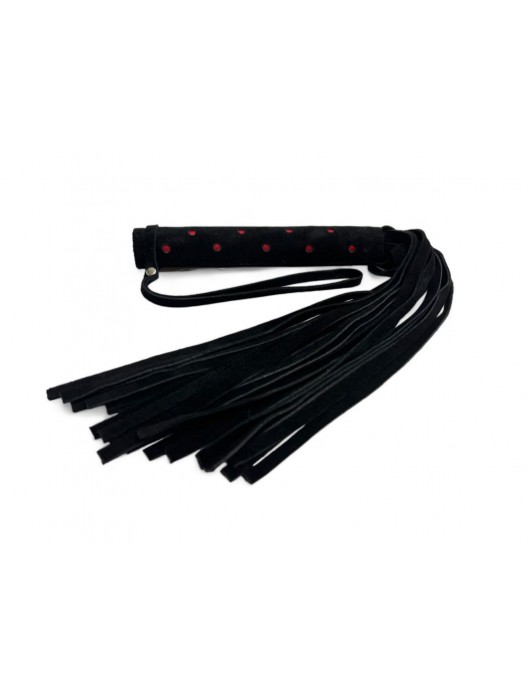 Черная замшевая плеть с красными точками на рукояти Red dot Princess - 43 см. - БДСМ Арсенал - купить с доставкой в Майкопе