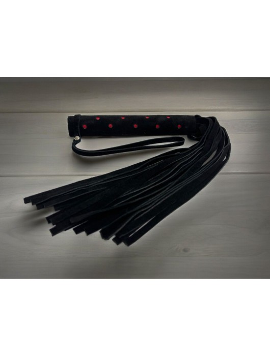 Черная замшевая плеть с красными точками на рукояти Red dot Princess - 43 см. - БДСМ Арсенал - купить с доставкой в Майкопе
