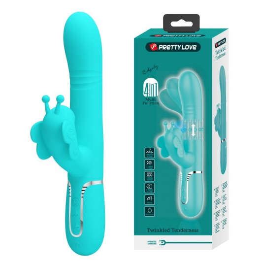 Аквамариновый вибратор-кролик Ridgely - 22,6 см. - Baile